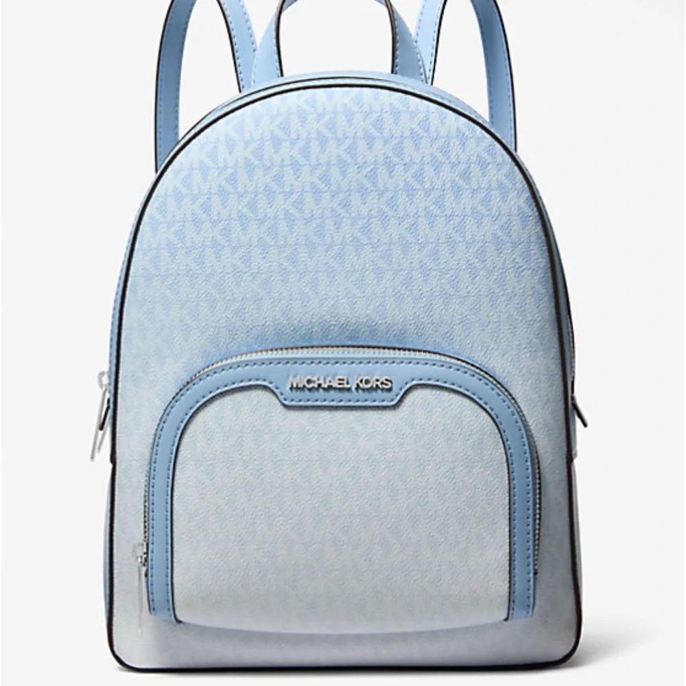 MICHAEL KORS Jaycee Medium Ombré Signature Logo Backpack Light Sky NWT